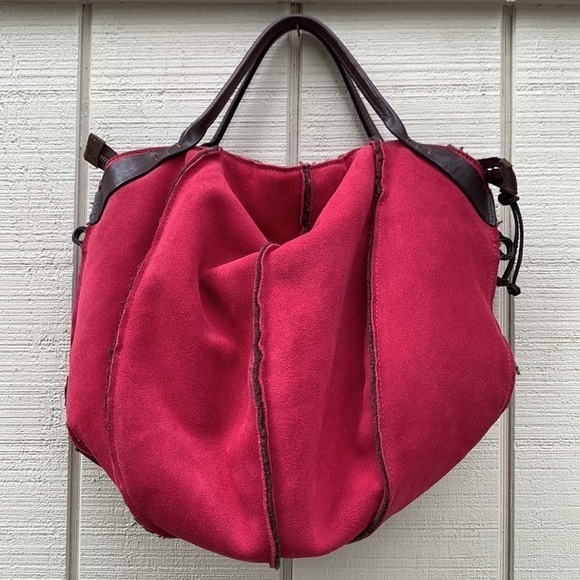 RARE Sofia C Red Suede Bucket Bag - Picture 2 of 16